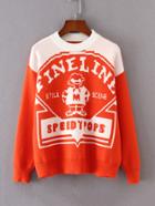 Shein Graphic Pattern Ribbed Trim Jumper