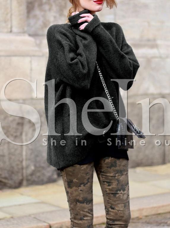 Shein Black Crew Neck Loose Sweater