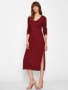 Shein V-neckline Slit Side Ribbed Dress