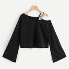 Shein Cut Out Neck Letter Print Tape Sweatshirt