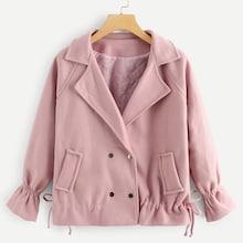 Shein Double Breasted Drawstring Outerwear