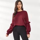 Shein Ruffle Trim Lantern Sleeve Top