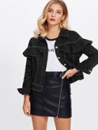 Shein Ruffle Layered Button Up Jacket