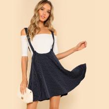 Shein Striped Flare Skirt With Strap