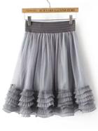 Shein Grey Cascading Ruffle Mesh Skirt