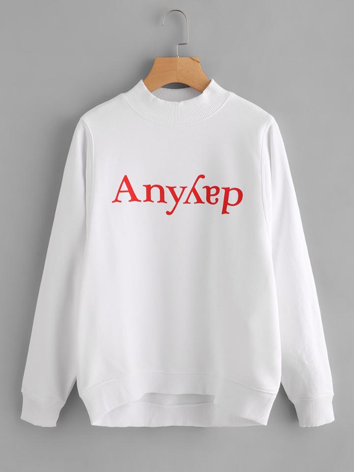 Shein Dip Hem Graphic Hoodie