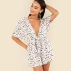 Shein Knot Front Floral Romper