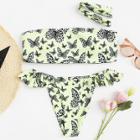 Shein Butterfly Print Bandeau Bikini Set With Chocker
