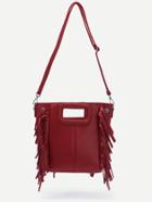 Shein Burgundy Cut Out Handle Fringe Shoulder Bag