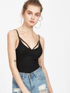 Shein Strappy Scoop Neck Ribbed Cami Top