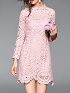 Shein Pink Crochet Hollow Out Dress
