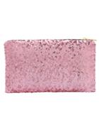 Shein Pink Zipper Sequined Clutch Bag