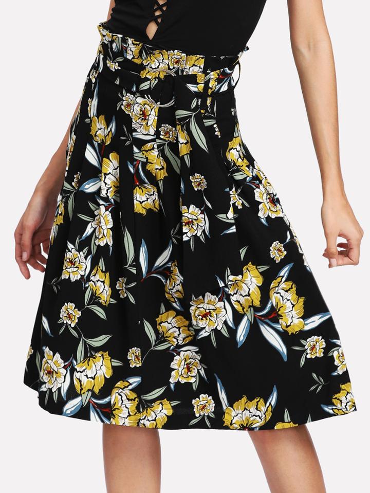 Shein Self Tie Floral Skirt