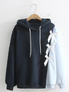 Shein Contrast Bow Two Tone Hoodie