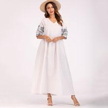 Shein V Neck Landscape Print Half Sleeve Dress