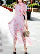 Shein Rouge Baiser Print Elastic-waist Dress