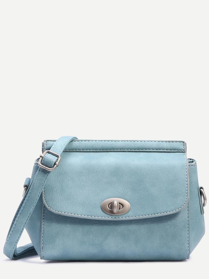 Shein Blue Turnlock Closure Structured Flap Bag