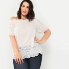 Shein Plus Eyelet Embroidery Frilled Off Shoulder Blouse