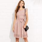 Shein Flounce Trim Laser Cut Out Hem Dress