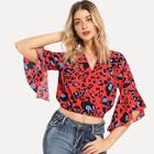 Shein Wrap Leopard Print Crop Top