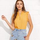 Shein Button Front Frilled Detail Top