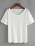 Shein V Neck False Pocket T-shirt