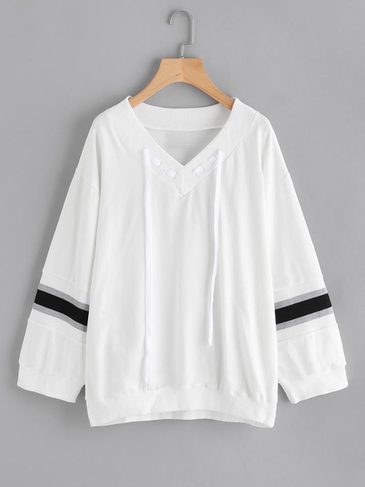 Shein Contrast Stripe Panel Drop Shoulder Oversized Sweatshirt