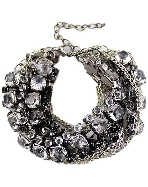 Shein Black White Diamond Multilayers Bracelet