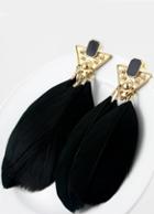 Shein Black Feather Tassel Earrings