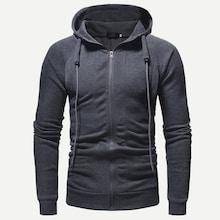 Shein Men Zip Up Solid Hooded Sweatshirt