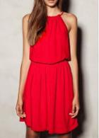 Rosewe Hot Sale Off The Shoulder Red Skater Dress