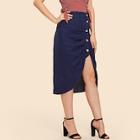 Shein Button Front Ruched Skirt