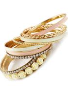 Shein Gold Crystal Flowers Multilayer Bracelet