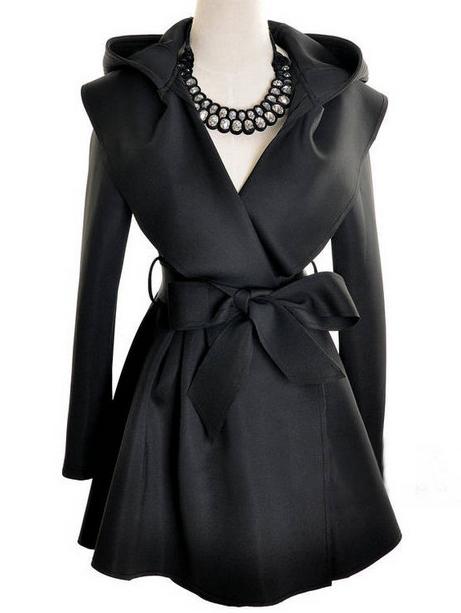 Shein Hooded Self-tie Bow Coat