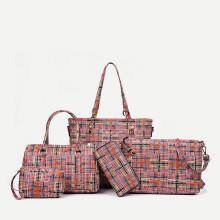 Shein Plaid Print Combination Bag 5pcs