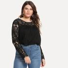 Shein Plus Lace Contrast Tunic Top