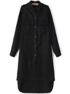 Shein Black Single Breasted High Low Long Coat