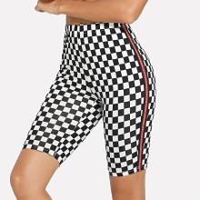 Shein Letter Side Plaid Short Leggings