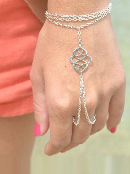 Shein White Metal Auspice Hand Chain