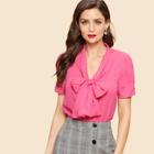 Shein Tie Neck With Button Detail Blouse