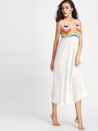 Shein Chevron Crochet Halter Cover Up Dress