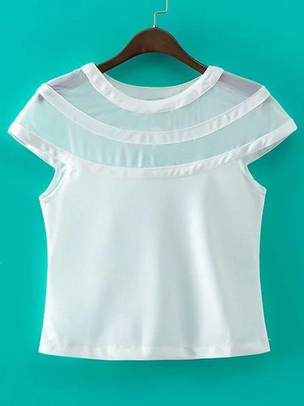 Shein Contrast Mesh Crop Top