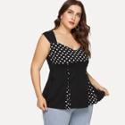 Shein Plus Beaded Polka Dot Top