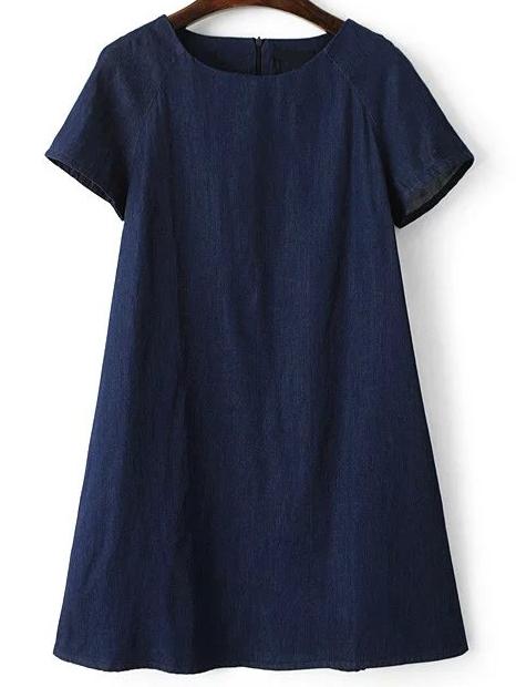 Shein Short Sleeve Denim A-line Dress