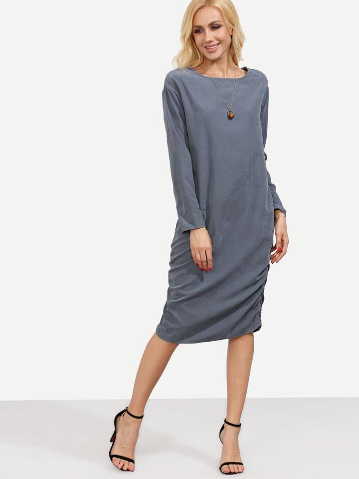 Shein Grey Long Sleeve Shift Dress