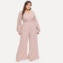 Shein Plus Bishop Sleeve Surplice Jumpsuit