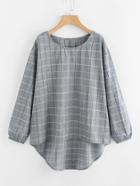 Shein Grid High Low Blouse