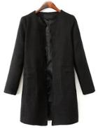 Shein Black Long Sleeve Pockets Loose Coat