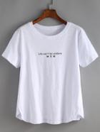 Shein Slogan Print Slit Side T-shirt