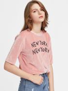 Shein Graphic Print Velvet Tee
